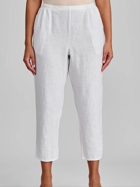 Flax White Linen Pocketed Ankle Pant - Linen Pants Size S